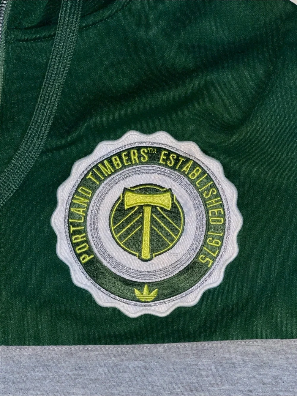 adidas Green, Gray & Black Hooded Zip Jacket